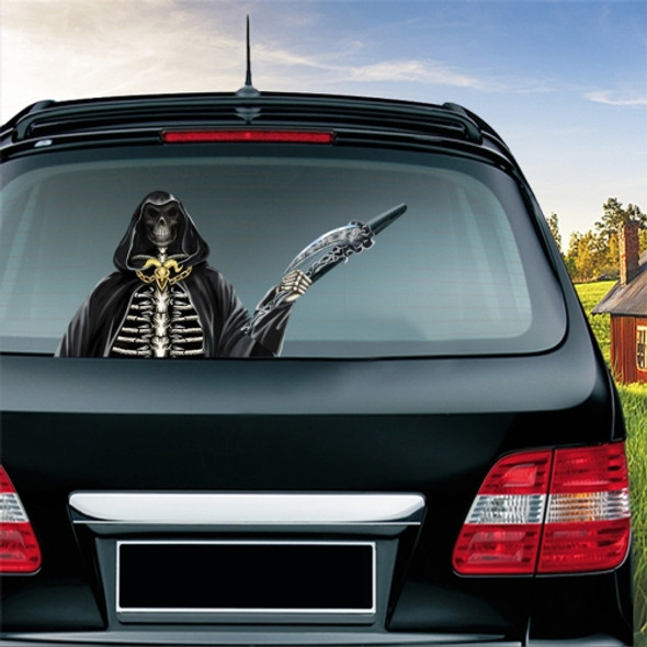 Reaper Scythe Pattern Horror Series Car Rear Windshield Window Wiper Self-Adhesive Decorative Sticker