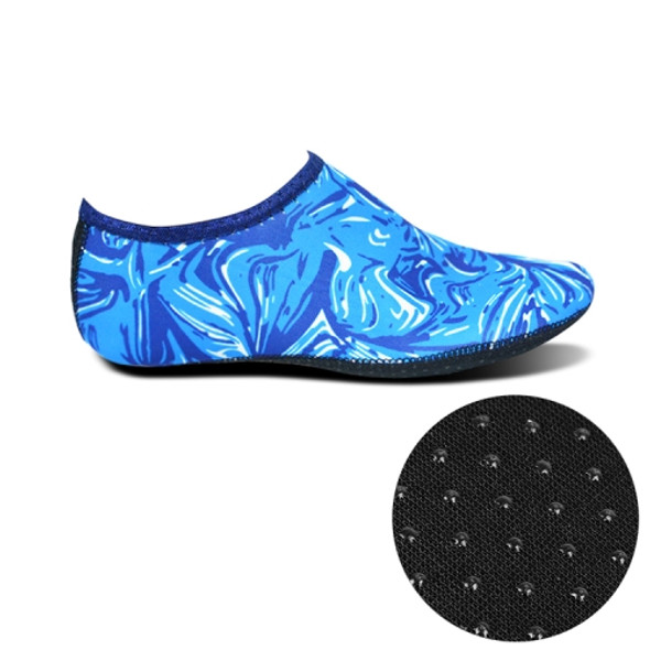 Non-slip Plastic Grain Texture Thick Cloth Sole Printing Diving Shoes and Socks, One Pair, Size:XXL (Blue Figured)
