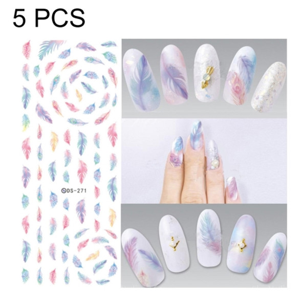 DS257-271 5 PCS 15 Patterns DIY Design Beauty Water Transfer Harajuku Nails Art Sticker Nail Art Decoration Accessories, Random Color Delivery, Without Nails