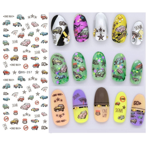 DS257-271 5 PCS 15 Patterns DIY Design Beauty Water Transfer Harajuku Nails Art Sticker Nail Art Decoration Accessories, Random Color Delivery, Without Nails