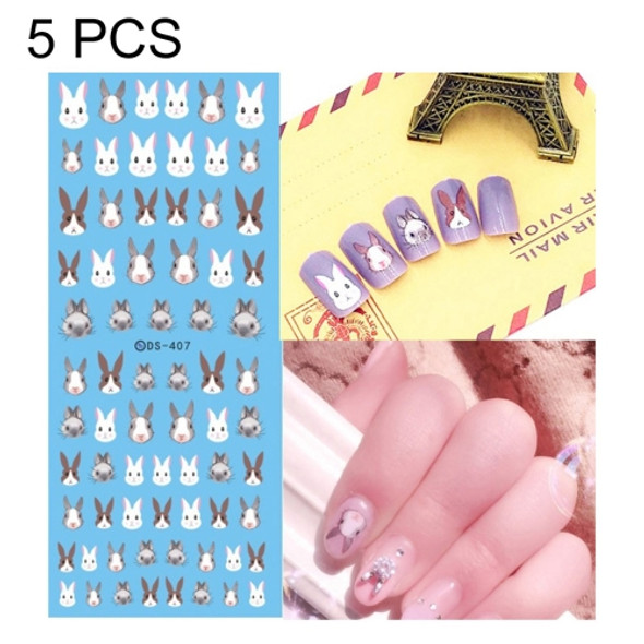 DS395-408 5 PCS 12 Patterns DIY Design Beauty Water Transfer Harajuku Nails Art Sticker Nail Art Decoration Accessories, Random Color Delivery, Without Nails