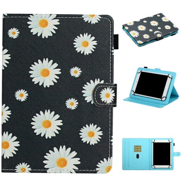 For 8 inch Universal Tablet PC Flower Pattern Horizontal Flip Leather Case with Card Slots & Holder(Small Daisies)