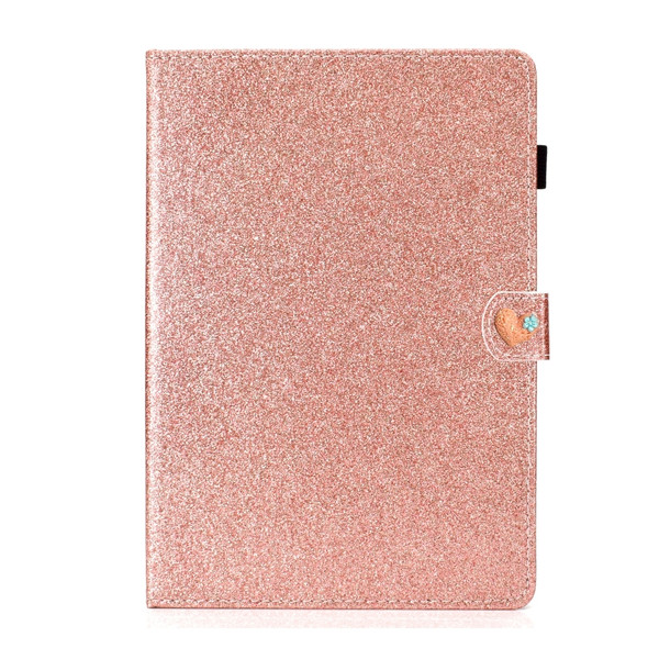 For Amazon Kindle Youth Edition Love Buckle Glitter Horizontal Flip Leather Case with Holder & Card Slots(Rose Gold)