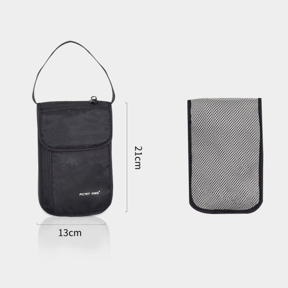 PICTET FINO RH70 Polyester Check Cloth Ultra-thin Document Bag, Size: 21 x 13cm (Black)