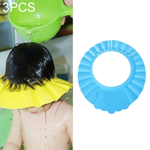 5 PCS Safe Baby Shower Cap Kids Bath Visor Hat Adjustable Baby Shower Cap Protect Eyes Hair Wash Shield for Children Waterproof Cap Blue+wave