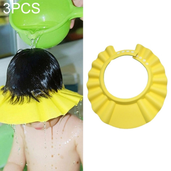 5 PCS Safe Baby Shower Cap Kids Bath Visor Hat Adjustable Baby Shower Cap Protect Eyes Hair Wash Shield for Children Waterproof Cap Yellow+Round