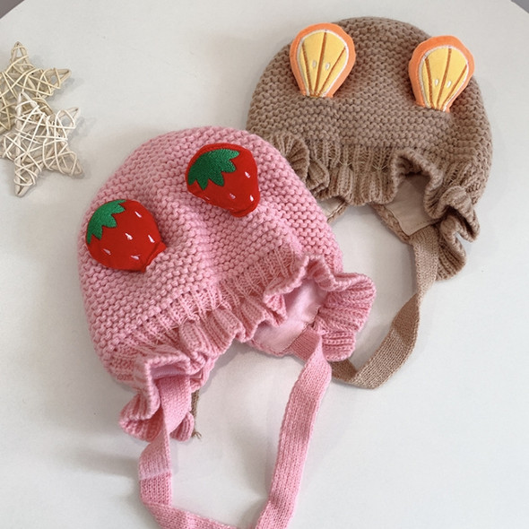 Children Cotton Fruit Shape Woolen Hat Baby Warm Knitted Hat, Size: Free Size(Pink)
