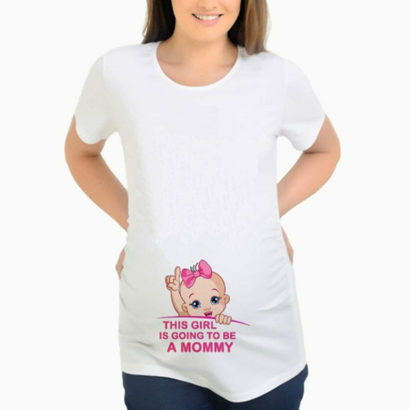 Fun Funny Baby Pattern Pregnant Women Short Sleeve T-Shirt, Size:L(Pink)