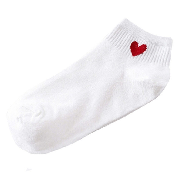 10 Pairs Cute Socks Women Red Heart Pattern Soft Breathable Cotton Socks Ankle-High Casual Comfy Socks(white body red heart)