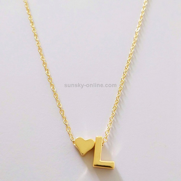 10 PCS Fashion Tiny Dainty Heart Initial Necklace Personalized Letter Necklace, Letter L, Size:L (Gold)