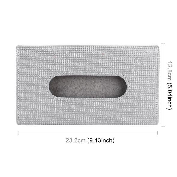 Car Hook and Loop Fastener Imitation Diamond Tissue Storage Bag (Silver)