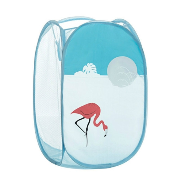 Folding Dirty Clothing Laundry Bucket Storage Basket Children‘s Toys Shoe Sundries Storage Bag(Flamingo)