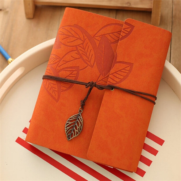 PU Leather Vintage Antique Kraft Paper Photo Albums(Orange)