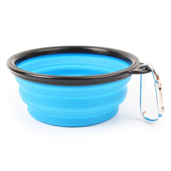 Portable Pet Folding Feeding Bowl Silicone Water Dish Feeder Puppy Travel Bowl, Random Color Delivery, Bowl Diameter: 13cm(Blue)