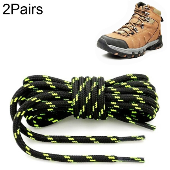 2 Pairs Round High Density Weaving Shoe Laces Outdoor Hiking Slip Rope Sneakers Boot Shoelace, Length:160cm(Black-Fluorescent Green)