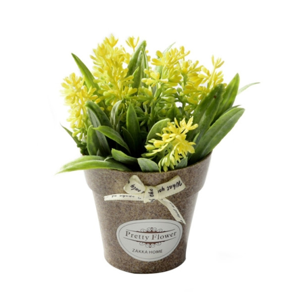 2 PCS Fake Flowers Grass With Plastic Artificial Potted Flowers For Rustic Garden Farmhouse Decoration(Yellow)