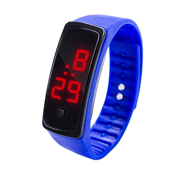 LED Digital Display Silicone Bracelet Children Electronic Watch(Blue)