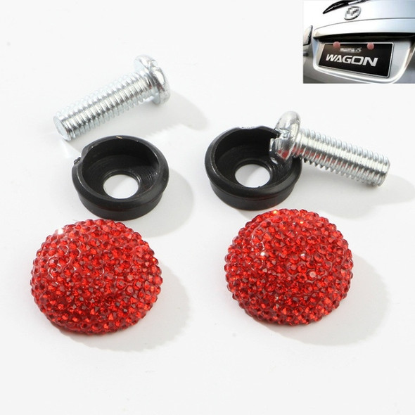 Car License Plate Modification Screw Cap Diamond-encrusted Solid Seal Anti-theft Screws(Red)