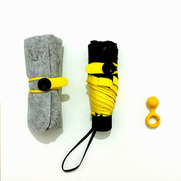 Carbon Fiber Mini Sunscreen Anti-UV Shade Rain and Rain Pocket Umbrella(Yellow)