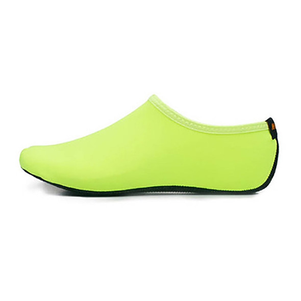 Non-slip Plastic Grain Texture Thick Cloth Sole Solid Color Diving Shoes and Socks, One Pair(Fluorescent Green)