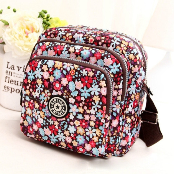 Women Shoulder Bag Waterproof Nylon Handbag Multilayer Crossbody Bag(Colorful flower)