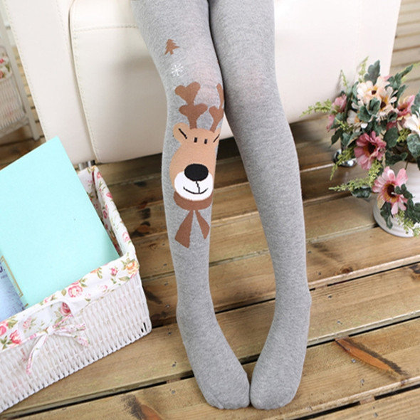 Children Knitted Cotton Pantyhose Fawn Jacquard Dance Socks, Size:M(Gray)