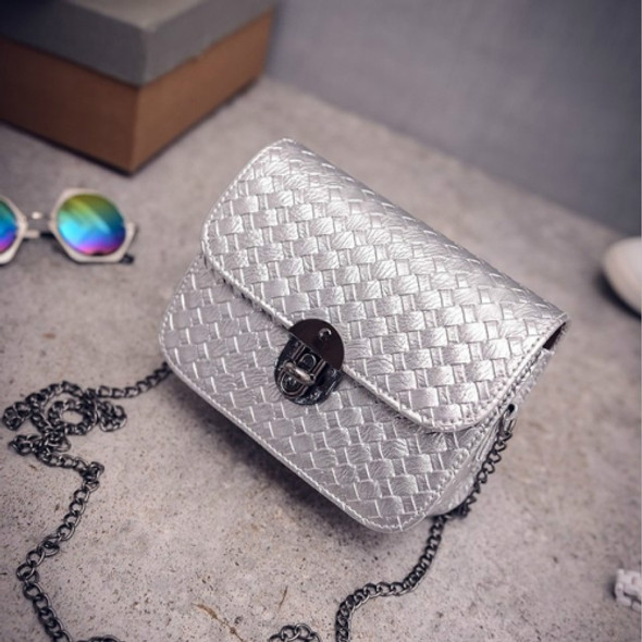 Chain Handbags Tide Small Square Package Women Shoulder Bag Messenger Bag(Silver)