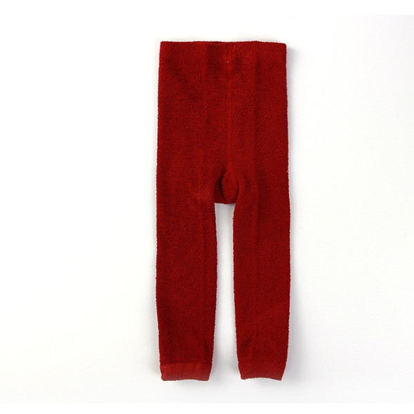 Autumn and Winter Coral Fleece Baby Leggings Solid Color Warm Baby Pantyhos, Size:18/20(Red)
