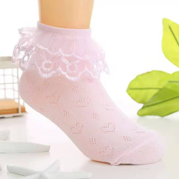 3 Pairs Lace Spring Autumn SummerToddlers Candy Dance Baby Girls Socks, Size:16-18cm(Pink)