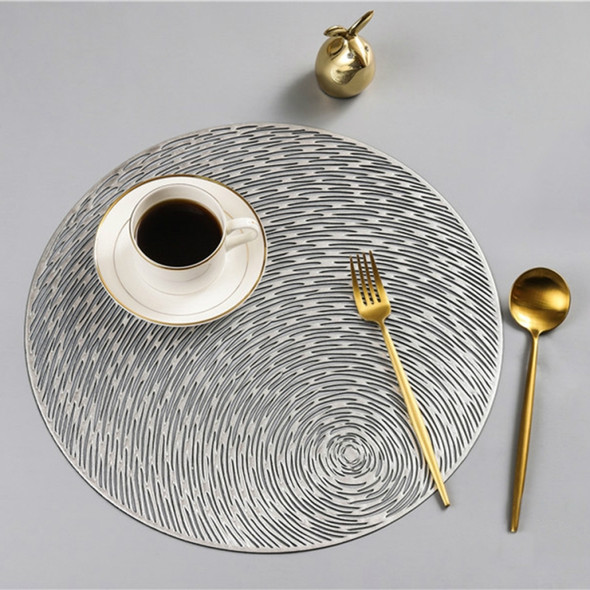 2 PCS Fashion Round Hollow Placemats PVC Table Mats Coffee Cup Pad(Silver)