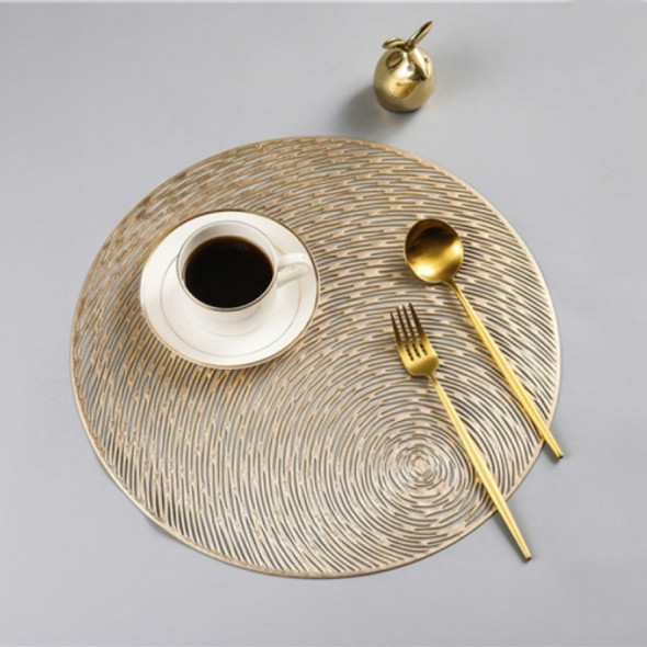 2 PCS Fashion Round Hollow Placemats PVC Table Mats Coffee Cup Pad(Gold)