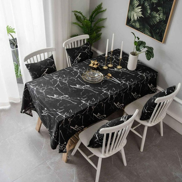 Marble Pattern Minimalist Tablecloth Cover Table Cloth Cotton Linen Dust-proof Cabinet Cloth, Size:100x140cm(Black)