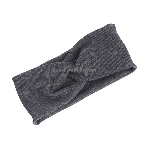 Women Widened Hair Bands Spiral Double Cloth Knit Solid Color Headwear Fashion Headbands Hair Accessories(Dark grey)