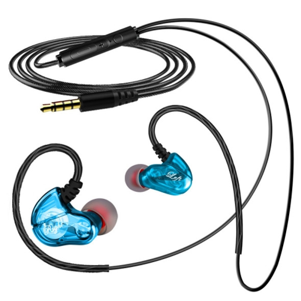 S610-B 3.5mm Four Horn Dual Moving Coil In-ear Wire-control HIFI Earphone (Blue)