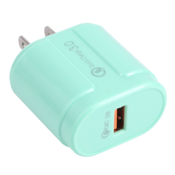 13-3 QC3.0 Single USB Interface Macarons Travel Charger, US Plug(Green)