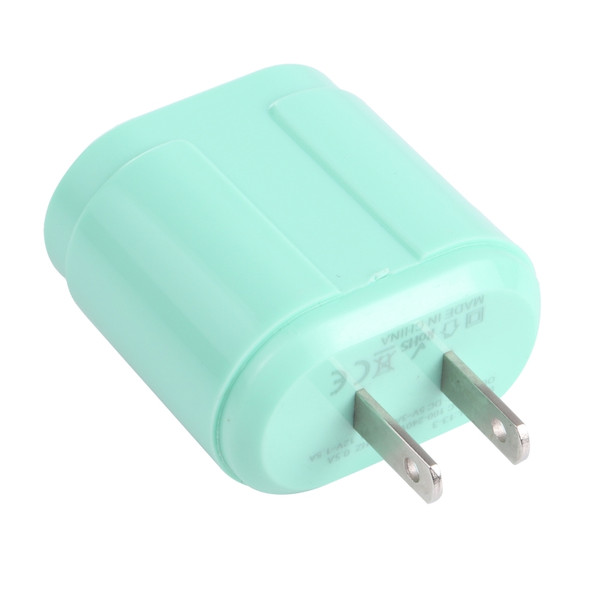 13-3 QC3.0 Single USB Interface Macarons Travel Charger, US Plug(Green)