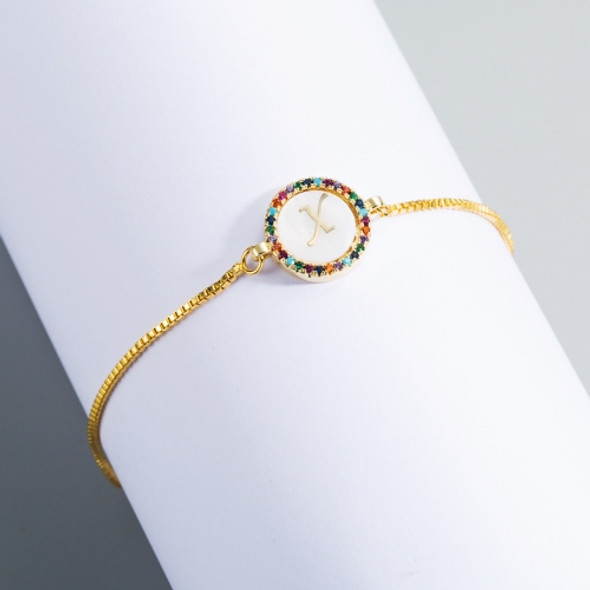 English Letter Bracelet Couple Girlfriends DIY Bracelet Men Women Micro Inlaid Zircon Rainbow Bracelet(X)