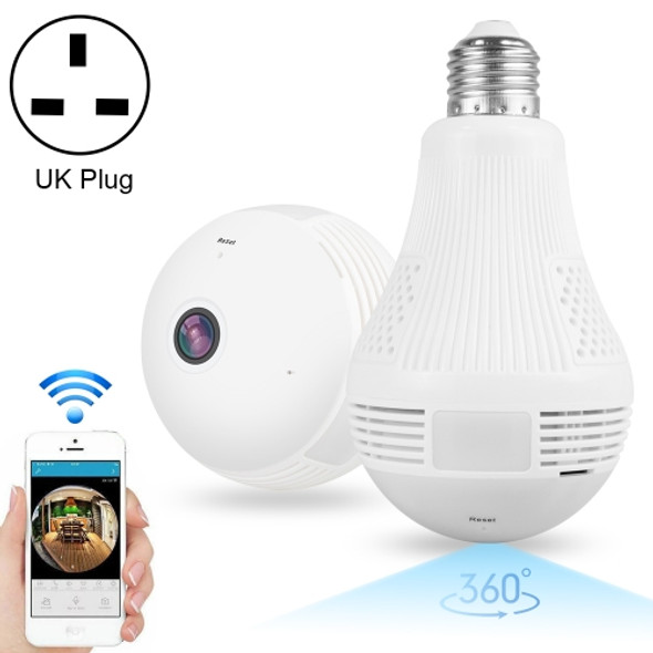 DP1 1.3 Million Pixels 360 Degrees Viewing Angle Light Bulb WiFi Camera, Support One Key Reset & TF Card & Night Vision, UK Plug