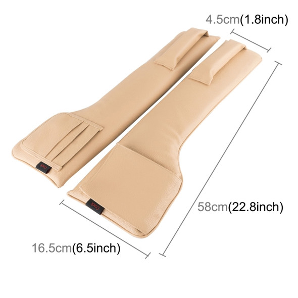 A Pair Universal Car Seat Catcher Gap Console Filler Seat Side Pocket Organizer Catcher Leak-Proof Seat Crevice Storage Bags(Khaki)