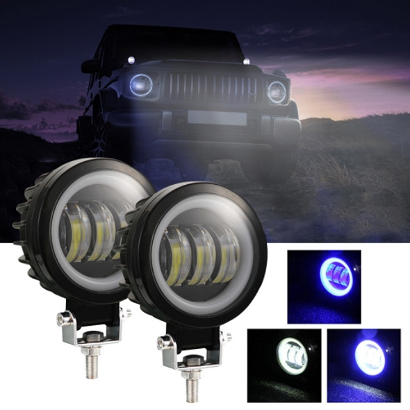 2 PCS Car 4 inch Round Spotlight Work Light with Angel Eyes (Blue Light)