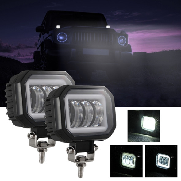 2 PCS Car 4 inch Square Spotlight Work Light with Angel Eyes (White Light)