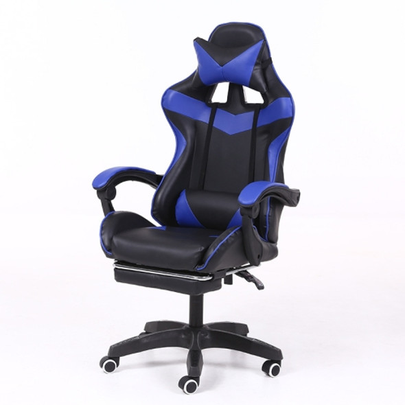 Computer Office Chair Home Gaming Chair Lifted Rotating Lounge Chair with Footrest / Nylon Feet (Blue)
