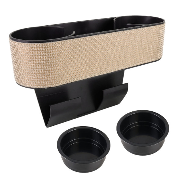 Car Lower Adjustment Imitation Diamond Storage Box with Cup Holder (Gold)