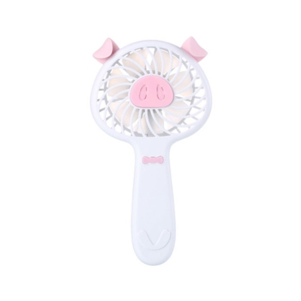 Handheld Mini Piggy Portable Cartoon USB Rechargeable Fan(White)