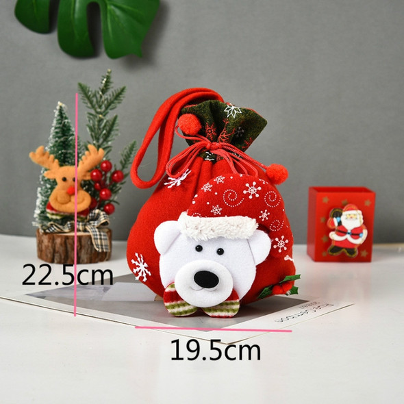 5 PCS Three-Dimensional Doll Christmas Candy Bag Christmas Gift Handbag Christmas Drawstring Pocket Decoration(Bear)