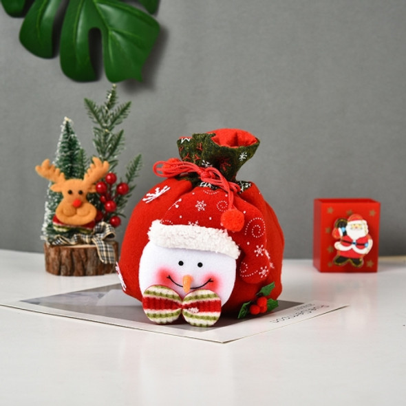 5 PCS Three-Dimensional Doll Christmas Candy Bag Christmas Gift Handbag Christmas Drawstring Pocket Decoration(Snowman)