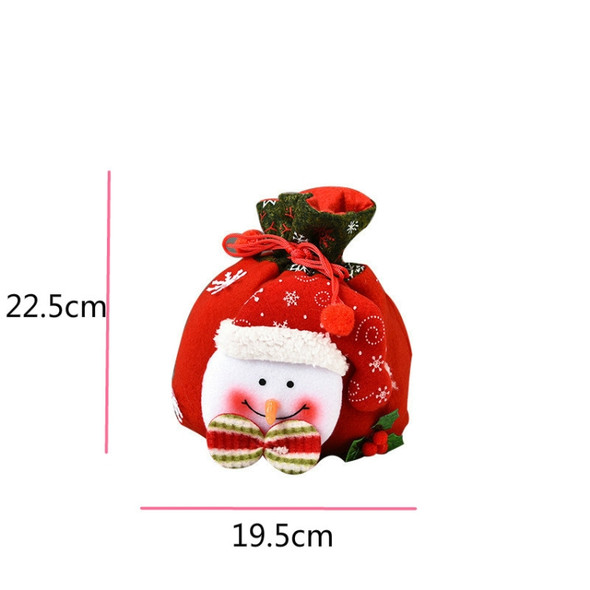 5 PCS Three-Dimensional Doll Christmas Candy Bag Christmas Gift Handbag Christmas Drawstring Pocket Decoration(Snowman)