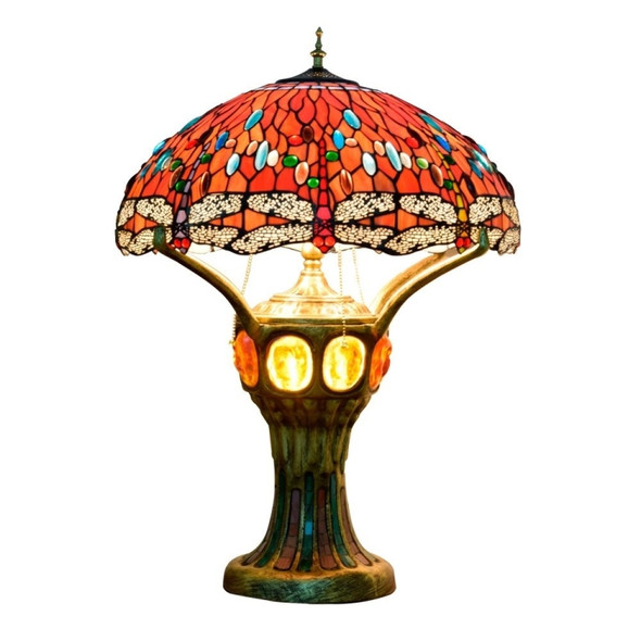 YWXLight Retro Creative Stained Glass Lampshade Lighting Table Lamp Living Room Showroom Office Hotel Decoration Light (UK Plug)