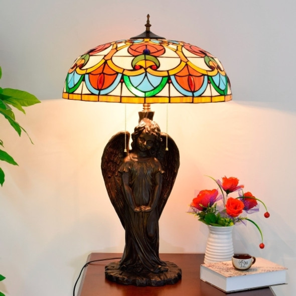 YWXLight Retro Creative Angel Unique Glass Mosaic Lampshade Table Lamp Living Room Dining Room Bedroom Personality Decorative Light (EU Plug)