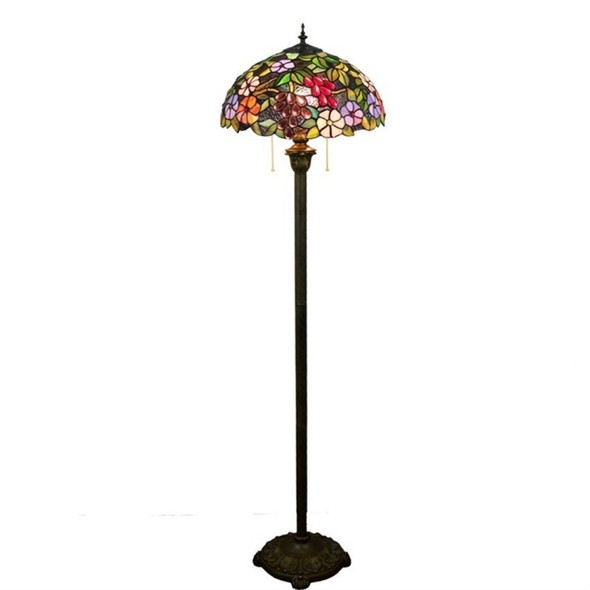 YWXLight Retro Creative Grape Flower Floor Lamp Living Room Dining Room Color Glass Lampshade Decoration Lamp (US Plug)